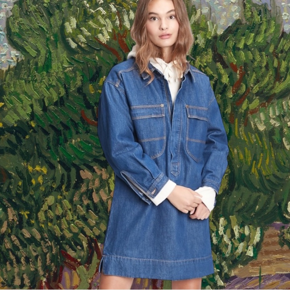 GAP WORKFORCE COLLECTION DENIM DRESS SIZE PETITE LARGE - Picture 2 of 13